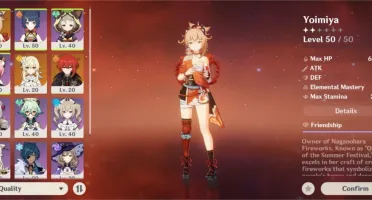 Genshin Impact AR 36 Yoimiya - Diluc - Báculo de Homa