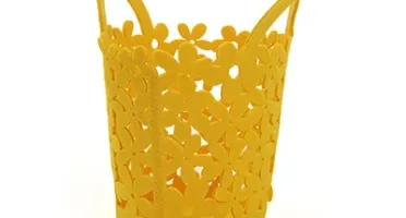 Cesta de Feltro com Alça e Recortes Florais - Cores