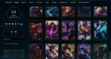 Ouro 3 com 90 Champs e 34 Skins ( JG / SUP / TOP )