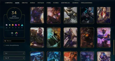 Ouro 3 com 90 Champs e 34 Skins ( JG / SUP / TOP )