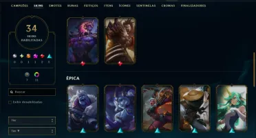 Ouro 3 com 90 Champs e 34 Skins ( JG / SUP / TOP )