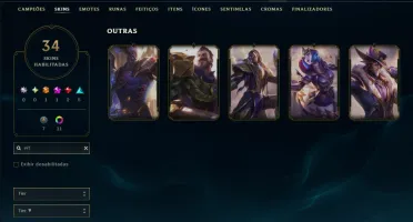 Ouro 3 com 90 Champs e 34 Skins ( JG / SUP / TOP )