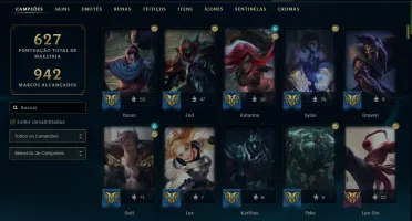 conta lol com 257 skins e todos os champs + 4215 de rp