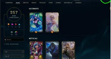 conta lol com 257 skins e todos os champs + 4215 de rp