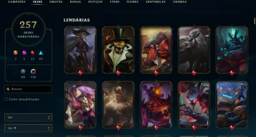 conta lol com 257 skins e todos os champs + 4215 de rp