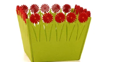 Cachepot de Feltro Quadrado G com Flores - Cores