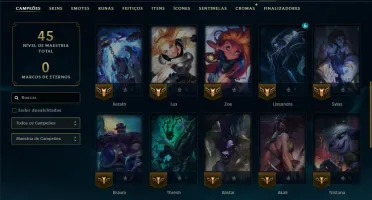 Platina 4 com 35 Champs e 7 Skins