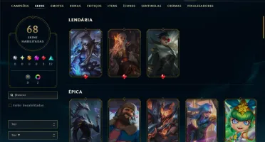 Platina 3 com 90 Champs e 68 Skins