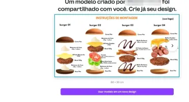 Instruções de montagem para hamburgueria ilustrativo