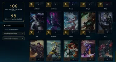 Unranked com 50 Champs e 19 Skins +2 Fragmentos