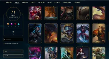 Conta unranked com 71 skins e 85 champs