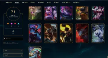 Conta unranked com 71 skins e 85 champs