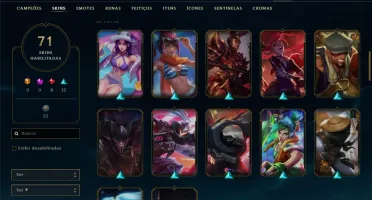 Conta unranked com 71 skins e 85 champs