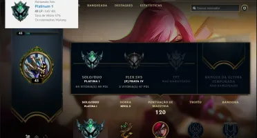 Conta platina 1 com 49 PDL, 11 skins e 42 champs