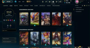 Conta League of Legends, ex mestre (2021), 252 skin+2635 RP
