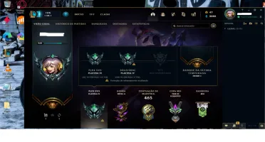 Conta lol platina 4, 303 skins, 71 emotes, 218 icones