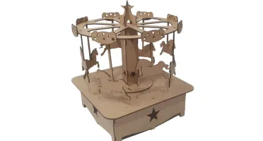 Carrossel 3d 39 cm MDF cru mod luxo festa parque...