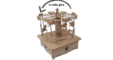 Carrossel 3d 39 cm MDF cru mod luxo festa parque...