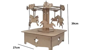 Carrossel 3d 39 cm MDF cru mod luxo festa parque...