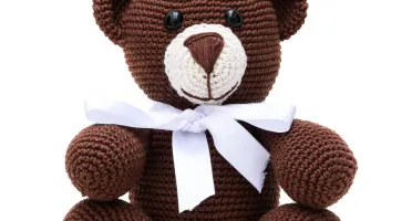 Urso Marrom Laço Branco Amigurumi