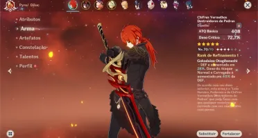 🔴 CONTA GENSHIN NA AR 37, ⭐DILUC C1, HUTAO E ARMA 5⭐