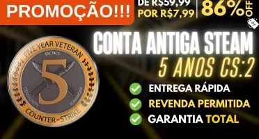 Conta Steam Antiga Medalha 5 Anos CS - PREÇO IMPERDÍVEL!!!
