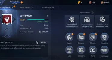 Clã mir4 lv 33 com bastante recurso