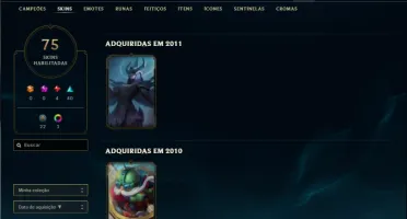 Conta Unrnaked com 95 Champs e 75 Skins + 2 RARAS