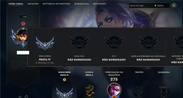 Prata 4 com 80 Champs e 49 Skins ( ADC / MID / TOP )