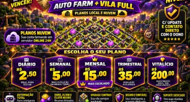 Clash Of Clans Bot: Auto Farm + Vila Full mensal de R$15,00
