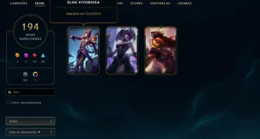 Conta 2012, 194 skin, icones e skins raras