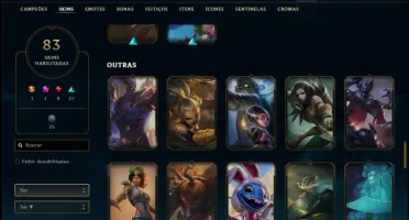 Conta ouro 4 com 83 skins e 113 champs