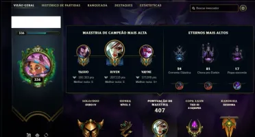 Conta ouro 4 com 83 skins e 113 champs