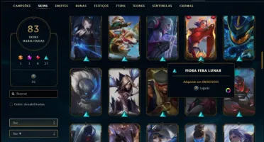 Conta ouro 4 com 83 skins e 113 champs