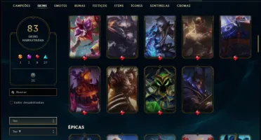 Conta ouro 4 com 83 skins e 113 champs
