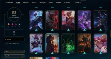 Conta ouro 4 com 83 skins e 113 champs