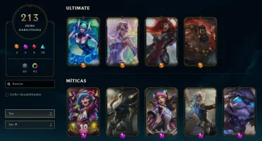 Vendo conta de lol com 213 skins
