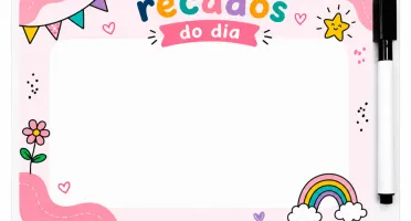 Kit Lousa Infantil Porta-Recados com Caneta