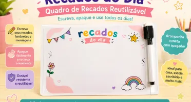 Kit Lousa Infantil Porta-Recados com Caneta