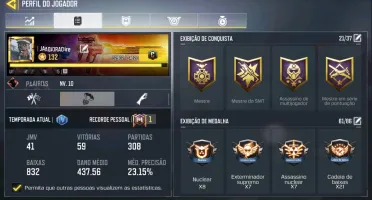 Conta Call Of Duty Mobile, nível 130