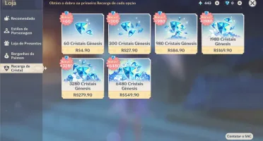 GENSHIN IMPACT CONTA COM GANYU, ZHONG e MONA 5⭐AR5