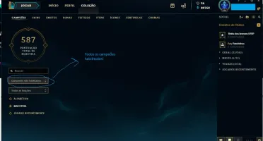 Platina 3, borda platina, todos os champs, 198 skins!
