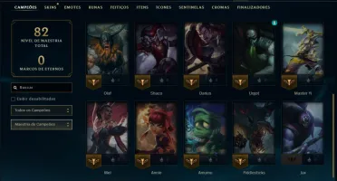 Unranked com 20 Champs e 10 Skins