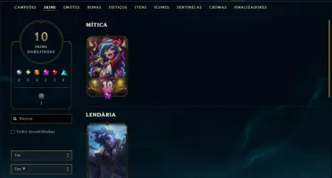 Unranked com 20 Champs e 10 Skins