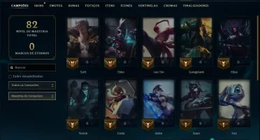 Unranked com 20 Champs e 10 Skins