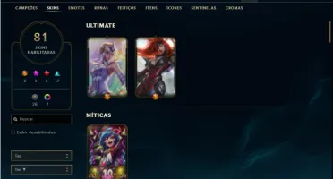 Conta Unranked com 133 Champs e 81 Skins ( 5 Vitoriosas )