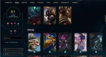 Conta Unranked com 133 Champs e 81 Skins ( 5 Vitoriosas )