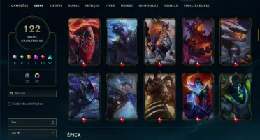 Diamante 3 com TODOS os Champs e 122 Skins (MID / ADC / JG)