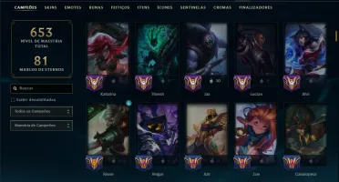 Diamante 3 com TODOS os Champs e 122 Skins (MID / ADC / JG)