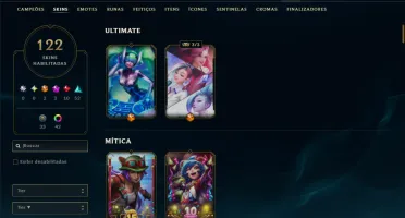 Diamante 3 com TODOS os Champs e 122 Skins (MID / ADC / JG)